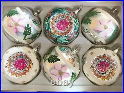 Set (6) large vintage glass traditional Christmas tree ornaments decorations
