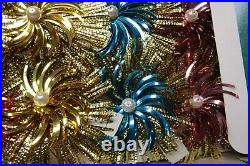 Set Vintage Metallic Corsage Beads Glitter Flowers Christmas Ornaments Japan #2
