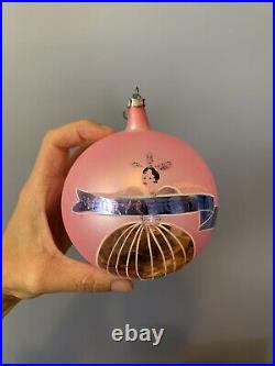 Set of 4 Vintage Mercury Glass Christmas Ornaments Girl Santa Sleigh Poland