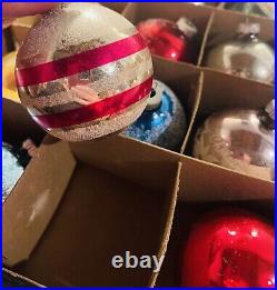 Shiny Brite 12 Vintage Mercury Glass Ornaments With Uncle sam Box Variety