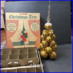 Shiny Brite Cluster Christmas Tree GOLD With ALL Original Box COMPLETE Nice