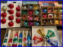 Shiny Brite Poland West Germany Lot Mercury Glass Christmas Ornaments Boxes