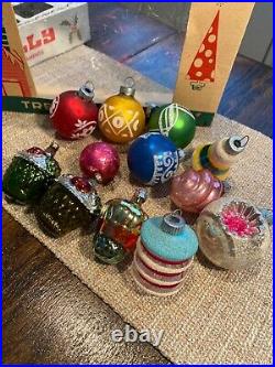 Shiny Brite Poland West Germany Lot Mercury Glass Christmas Ornaments Boxes