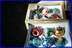 Shiny Brite indent Christmas & West Germany 22 ornaments in old boxes