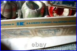 Shiny Brite indent Christmas & West Germany 22 ornaments in old boxes