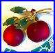 Signed-Austria-Frosted-Glass-CHERRY-Pin-Rhinestone-Double-Fruit-Vintage-EVC-01-dgl
