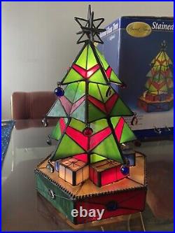 Special Times Genuine Stained Glass Lighted Christmas Tree Vintage Collector