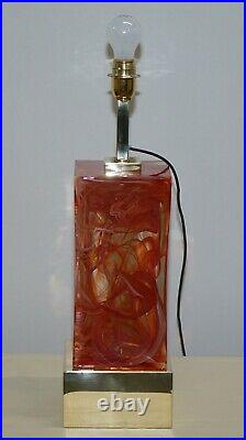 Sublime Pair Of Original Murano Glass Marbled Solid Heavy Large Table Lamps