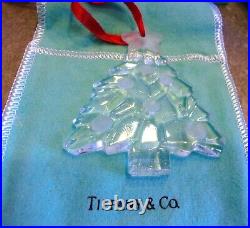 Tiffany & Company Crystal Christmas Tree Ornament 3 Vintage with Box Soft Pouch