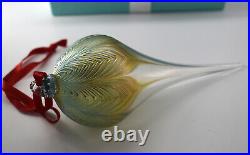 Tiffany Hand Blown Glass Christmas Teardrop Ornament Nouveau Gld Pulled Feather