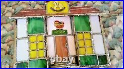 Tiffany-style Stained Glass Lighted Christmas Village Toy Shop House RARE VTG