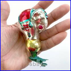 USSR Vintage Old Soviet Christmas Glass Ornament Decoration Elephant on Ball