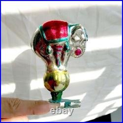 USSR Vintage Old Soviet Christmas Glass Ornament Decoration Elephant on Ball
