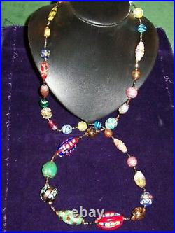 Unique Vintage Art Deco Murano -Venetian Glass Trade Bead Necklace-34, Christmas