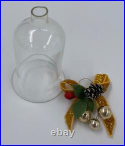 VTG 10 clear glass bell ornaments bow beads pinecones clapper 3x2 Czech Republic