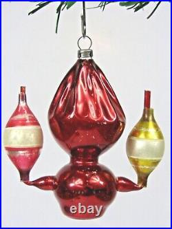 VTG Antique Blown Glass Fluted CHANDALIER Annealed Christmas Ornament Germany