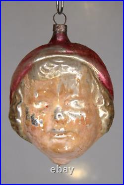 VTG Antique Blown Glass RED HOOD RIDING Joan of Arc Christmas Ornament Germany