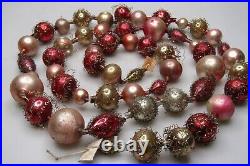 VTG Antique Glass Crinkle Wire Indent Beads 55 Garland Christmas Ornament Japan