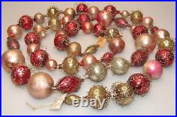 VTG Antique Glass Crinkle Wire Indent Beads 55 Garland Christmas Ornament Japan