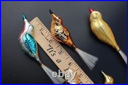 VTG Antique VTG Mercury Glass German Bird Xmas Ornaments Spun Tails
