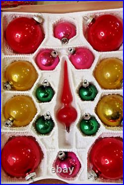 VTG Glass Centerpiece Christmas Tree Topper Ornaments Cluster Germany Org Box
