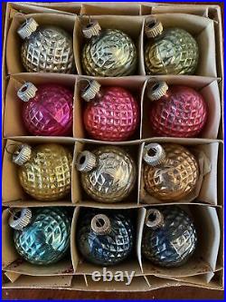 VTG Mercury Glass Shiny Brite Christmas Ornament Bumpy Waffle Golf Balls