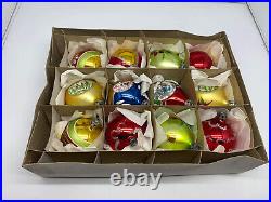 VTG Set 12 Christmas Glass Ornaments Made in Poland 60's SOP-1664-5-50 RARE NEW