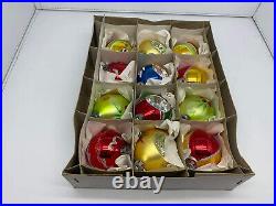 VTG Set 12 Christmas Glass Ornaments Made in Poland 60's SOP-1664-5-50 RARE NEW