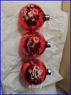 VTG Shiny Brite Mercury Glass Stenciled Christmas Tree Ornaments USA Mica Bulb
