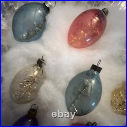 VTG WWII Era Unsilvered Tinsel Teardrop Glass Christmas Ornament 2.75'