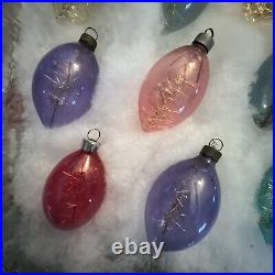 VTG WWII Era Unsilvered Tinsel Teardrop Glass Christmas Ornament 2.75'