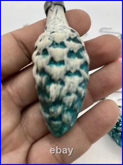 Very Rare Vintage Mercury Glass feather Tree Frosted Pinecones