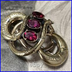 Victorian Pinchbeck Gold brooch set with paste glass ruby stones Dates 1880's