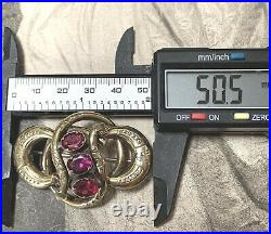 Victorian Pinchbeck Gold brooch set with paste glass ruby stones Dates 1880's