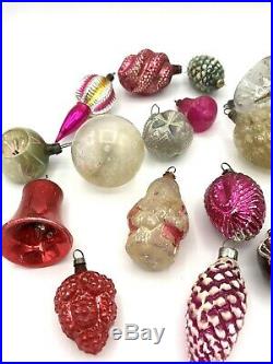 Vintage 16 Antique Glass Christmas tree ornaments Fragile 1930s decorations 1010