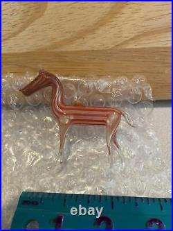 Vintage 1920's Bimini German Blown Mercury Glass Red-Striped HORSE Ornament