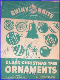 Vintage 1950s Shiny Brite Glass Christmas Tree Ornaments 12 DOUBLE INDENTS MICA