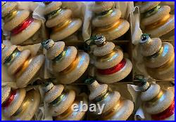 Vintage 1950s Shiny Brite Glass Christmas Tree Ornaments 12 MICA TREES WITH BOX