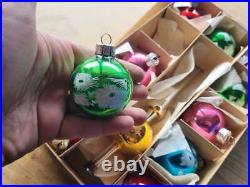 Vintage 1960s Lot 11 German Glass Christmas Ornaments with Tree Topper GDR NOS