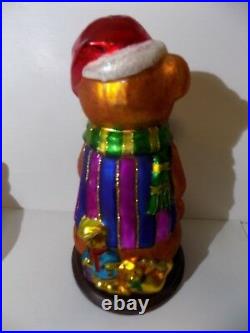 Vintage 2003 THOMAS PACCONI HANDBLOWN MERCURY GLASS CHRISTMAS SANTA BEAR