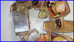 Vintage 22K Gold & Sterling Silver Mid Century MODERNIST Artist Signed Bracelet