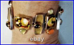 Vintage 22K Gold & Sterling Silver Mid Century MODERNIST Artist Signed Bracelet