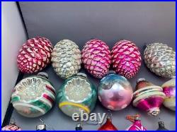 Vintage 25 Mercury Glass Christmas Ornaments & 3 Mercury Glass Bead Strands