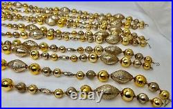Vintage 30' Gold Christmas Glass Garland Ornaments 91406