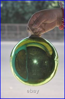 Vintage 7.25'' Green Glass Big Fine Heavy Kugel Christmas/Ornament, Germany