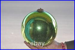 Vintage 7.25'' Green Glass Big Fine Heavy Kugel Christmas/Ornament, Germany