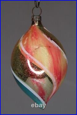 Vintage Antique Blown Glass End of The Day Teardrop Christmas Ornament Germany