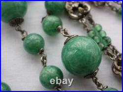 Vintage Art Deco Necklace Czech Glass Beads Peking Satin Neiger