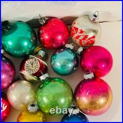 Vintage Big Lot of 29 Shiny Brite Mercury Glass Christmas Ornament Ball/Indented