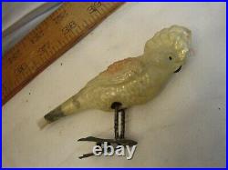 Vintage Blown Glass Feather Christmas Tree Clip On Parrot Bird Ornament Parakeet